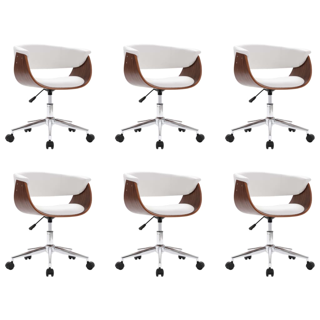 Sedie da Pranzo Girevoli 6 pz Bianche in Similpelle 3054877