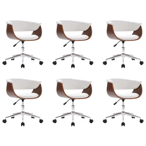 Sedie da Pranzo Girevoli 6 pz Bianche in Similpelle 3054877