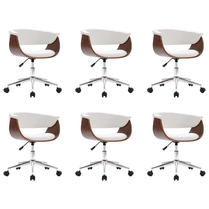 Sedie da Pranzo Girevoli 6 pz Bianche in Similpelle 3054877