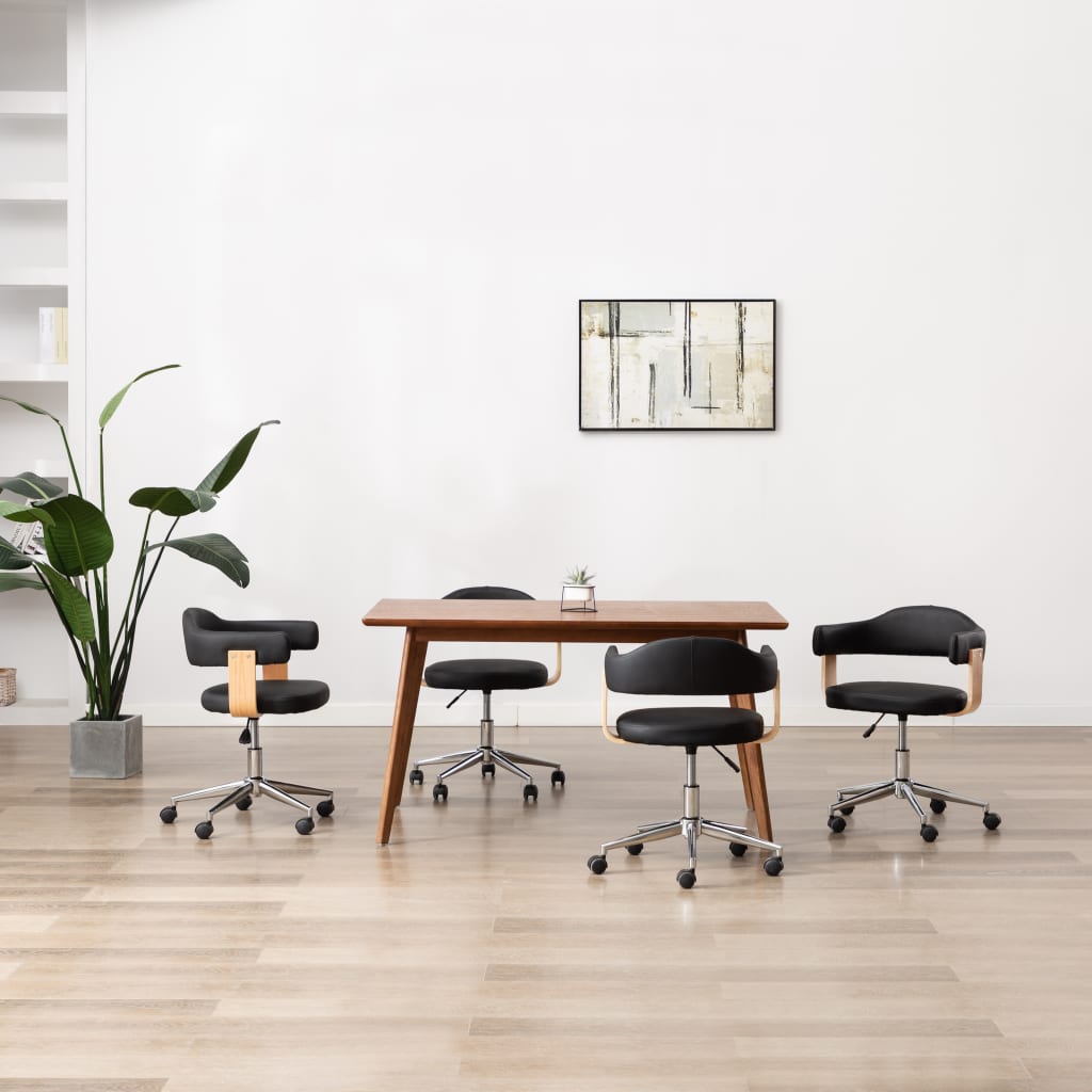 Sedie da Pranzo Girevoli 4 pz Nere in Similpelle cod mxl 29037