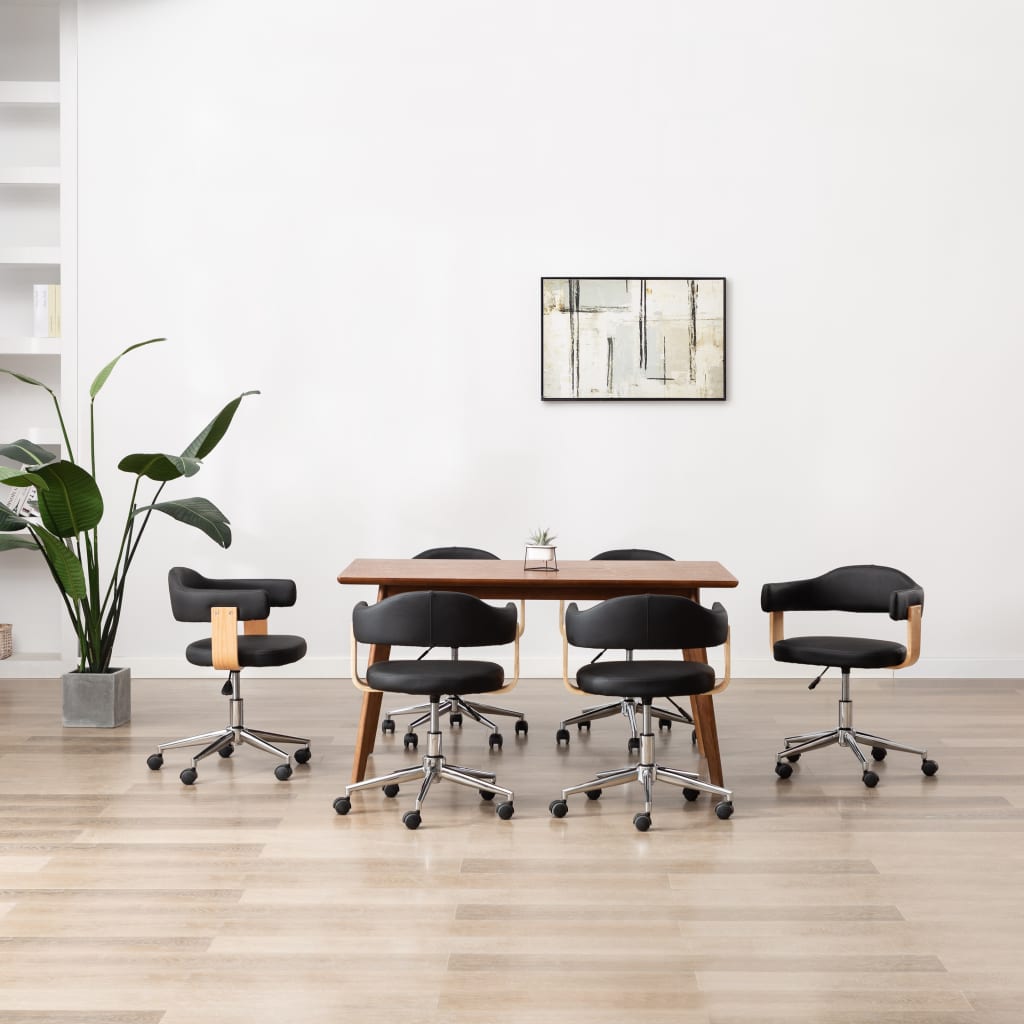 Sedie da Pranzo Girevoli 6 pz Nere in Similpelle