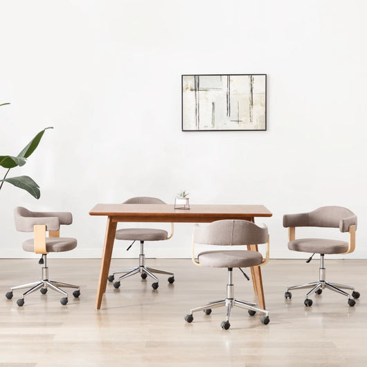 Sedie da Pranzo Girevoli 4 pz Grigio Talpa in Legno e Tessuto 3054906