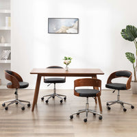 Sedie da Pranzo Girevoli 4pz Nere in Legno Curvato e Similpelle 3054909