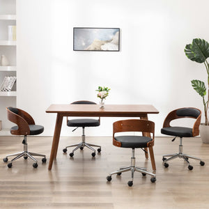Sedie da Pranzo Girevoli 4pz Nere in Legno Curvato e Similpelle 3054909
