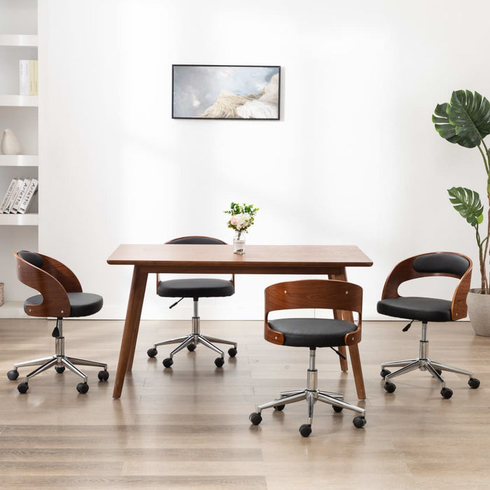 Sedie da Pranzo Girevoli 4pz Nere in Legno Curvato e Similpelle 3054909