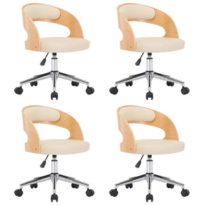 Sedie da Pranzo Girevoli 4 pz Crema in Legno Curvo e Similpelle cod mxl 29195