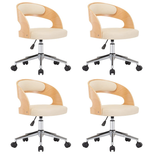 Sedie da Pranzo Girevoli 4 pz Crema in Legno Curvo e Similpelle cod mxl 29195