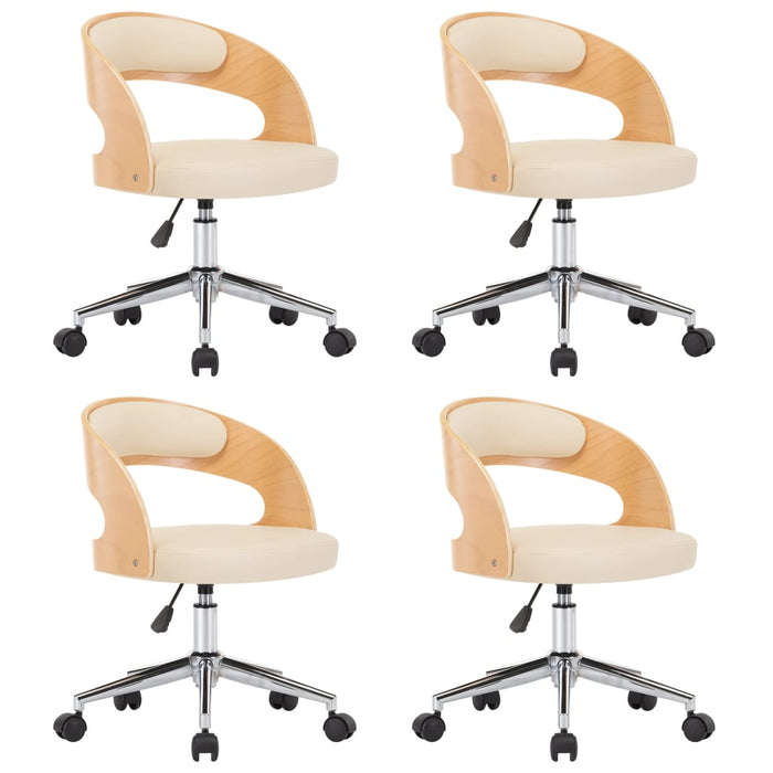 Sedie da Pranzo Girevoli 4 pz Crema in Legno Curvo e Similpelle cod mxl 29195