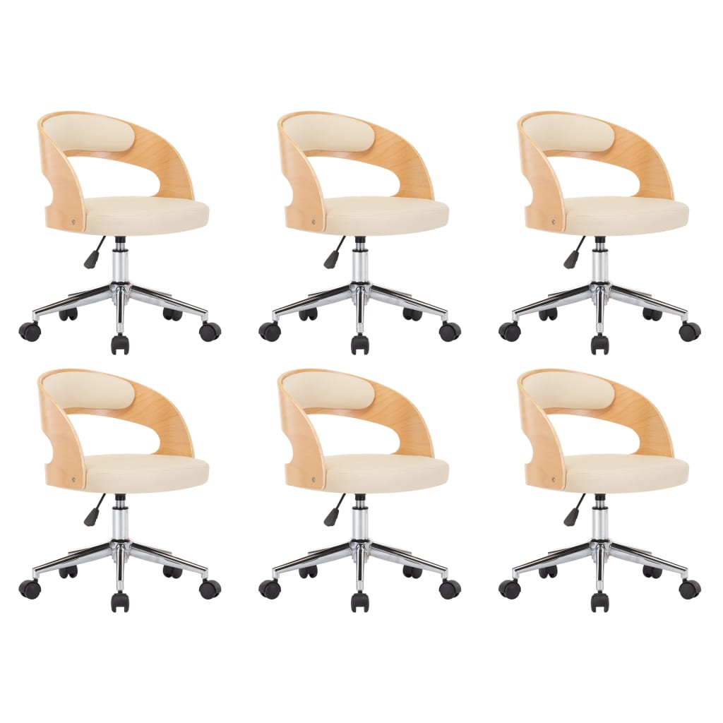 Sedie da Pranzo Girevoli 6 pz Crema in Legno Curvo e Similpelle 3054916