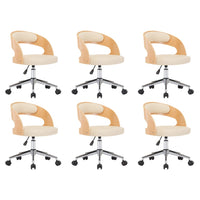 Sedie da Pranzo Girevoli 6 pz Crema in Legno Curvo e Similpelle 3054916