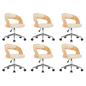 Sedie da Pranzo Girevoli 6 pz Crema in Legno Curvo e Similpelle 3054916