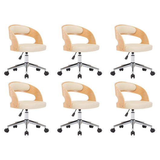 Sedie da Pranzo Girevoli 6 pz Crema in Legno Curvo e Similpelle 3054916