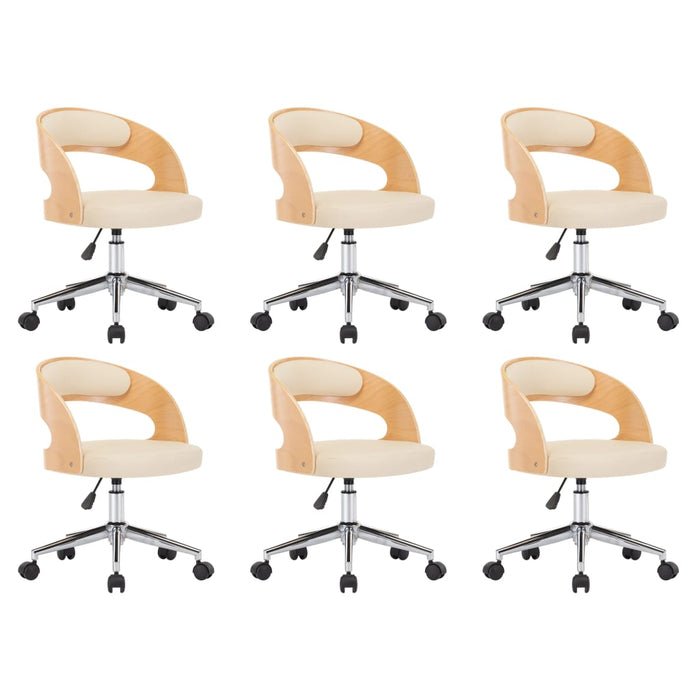 Sedie da Pranzo Girevoli 6 pz Crema in Legno Curvo e Similpelle