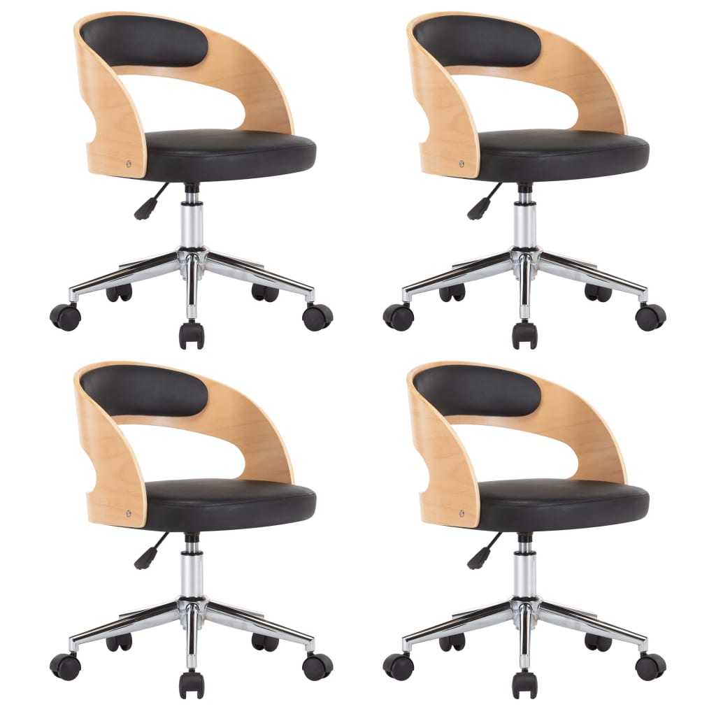 Sedie da Pranzo Girevoli 4pz Nere in Legno Curvato e Similpelle 3054918
