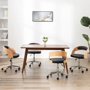 Sedie da Pranzo Girevoli 4pz Nere in Legno Curvato e Similpelle 3054918