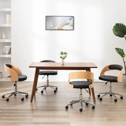 Sedie da Pranzo Girevoli 4pz Nere in Legno Curvato e Similpelle 3054918