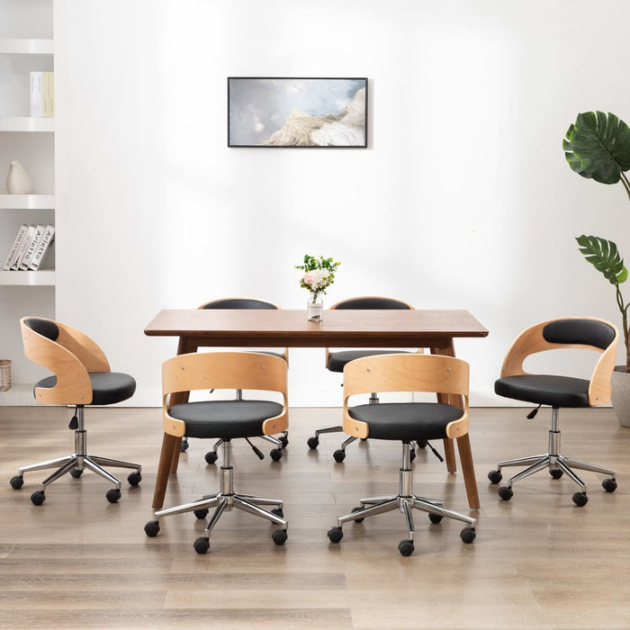 Sedie da Pranzo Girevoli 6 pz Nere in Legno Curvo e Similpelle cod mxl 9246