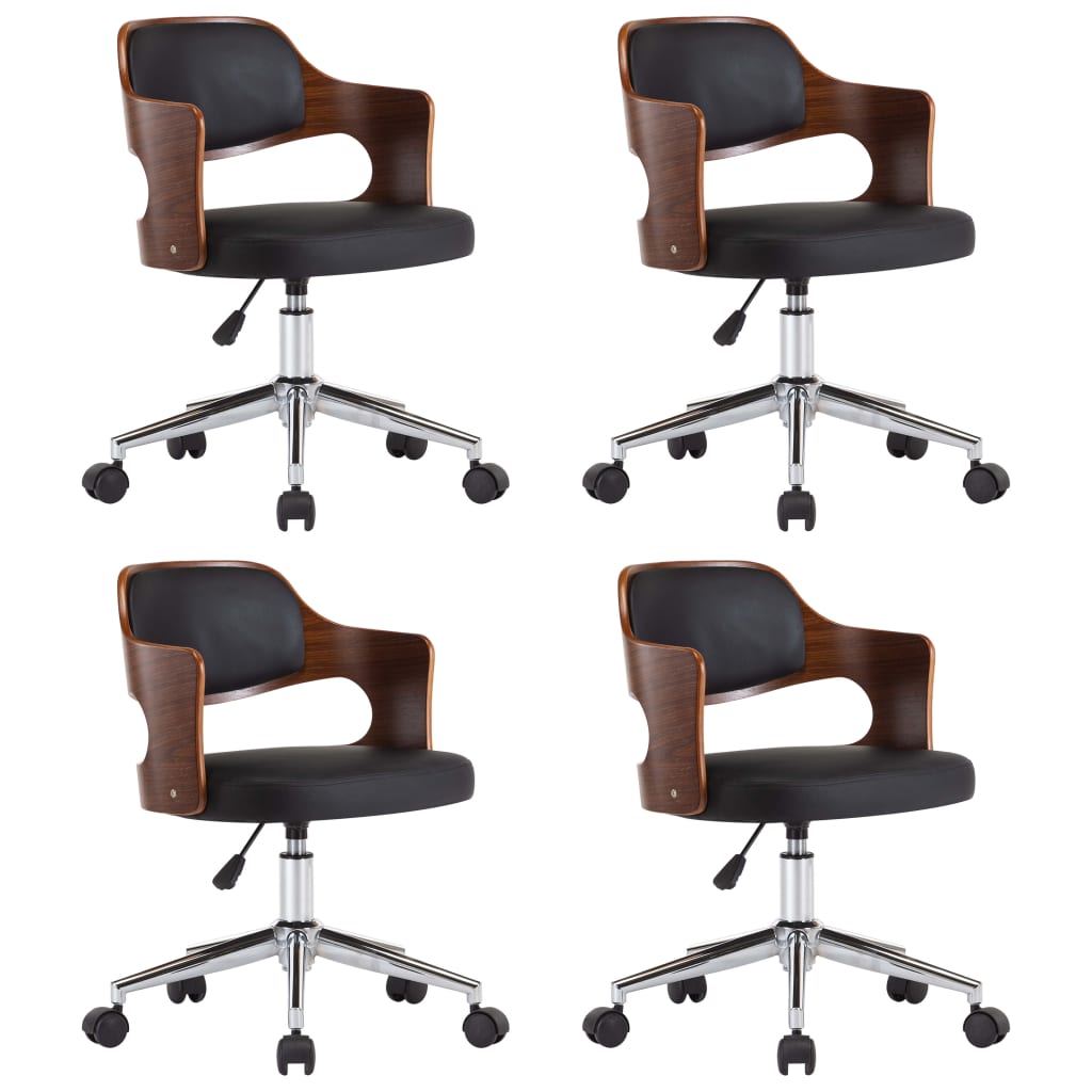 Sedie da Pranzo Girevoli 4 pz Nere in Legno Curvo e Similpelle cod mxl 29419