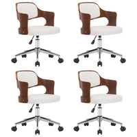 Sedie da Pranzo Girevoli 4 pz Bianche Legno Curvo e Similpelle 3054930