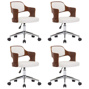 Sedie da Pranzo Girevoli 4 pz Bianche Legno Curvo e Similpelle 3054930