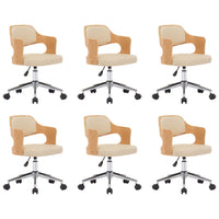 Sedie da Pranzo Girevoli 6 pz Crema in Legno Curvo e Similpelle cod mxl 16847