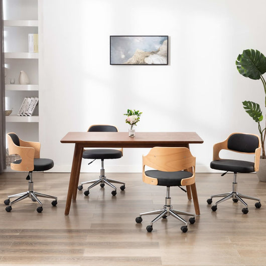 Sedie da Pranzo Girevoli 4 pz Nere in Legno Curvo e Similpelle cod mxl 29289