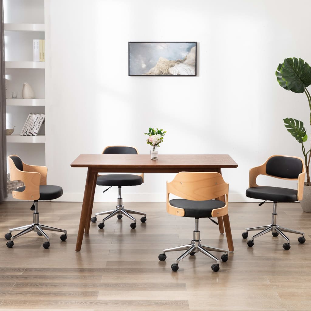 Sedie da Pranzo Girevoli 4 pz Nere in Legno Curvo e Similpelle 3054936