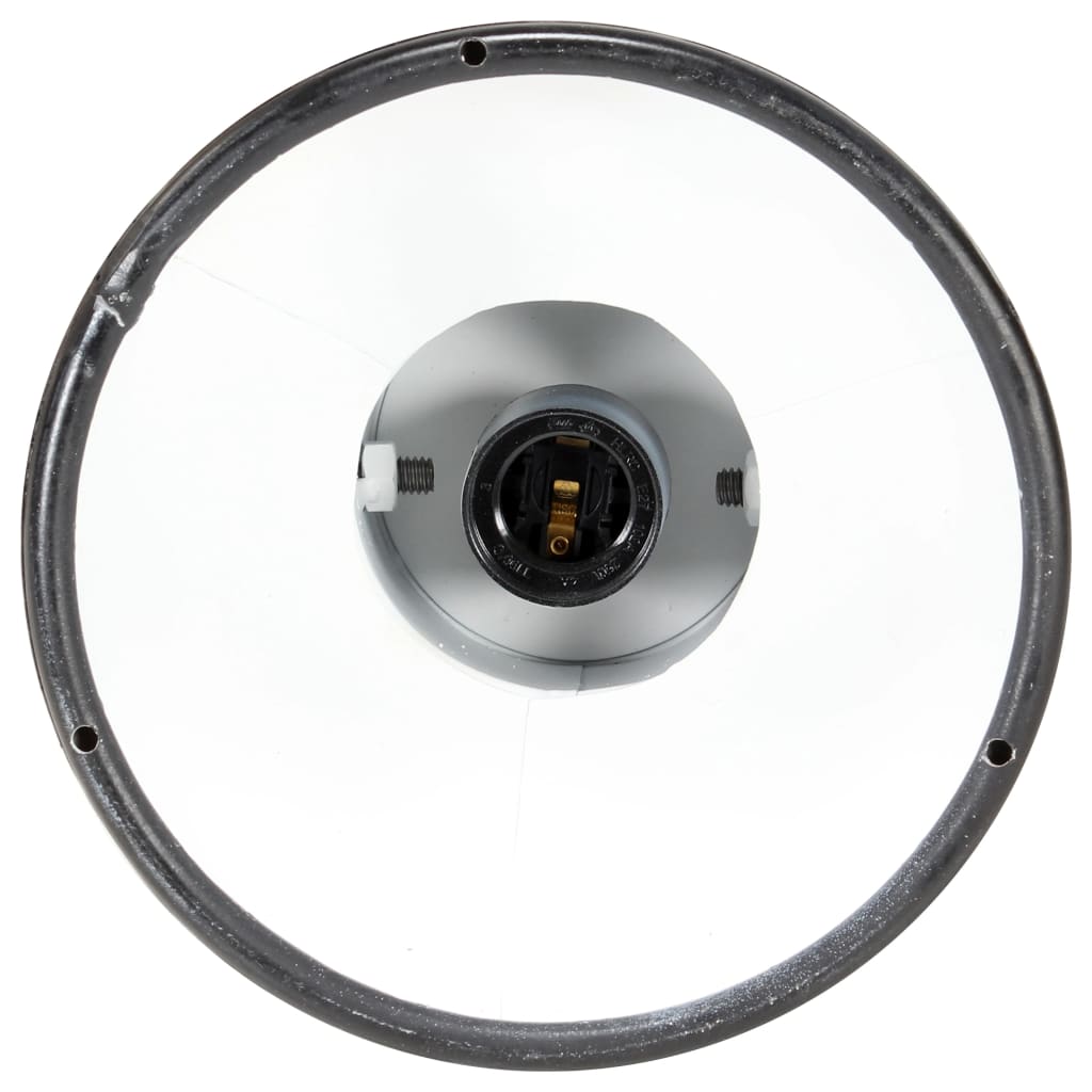 Lampada a Sospensione Industriale Nera E27 Legno di Mango 320523