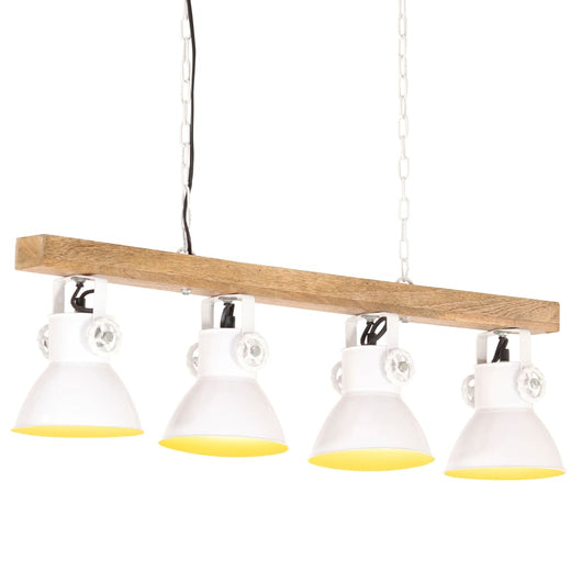 Lampada a Sospensione Industriale Bianca E27 Legno di Mango cod mxl 63160