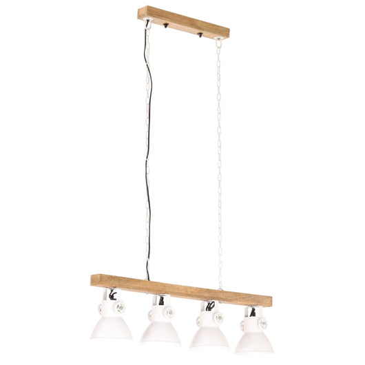 Lampada a Sospensione Industriale Bianca E27 Legno di Mango cod mxl 63160