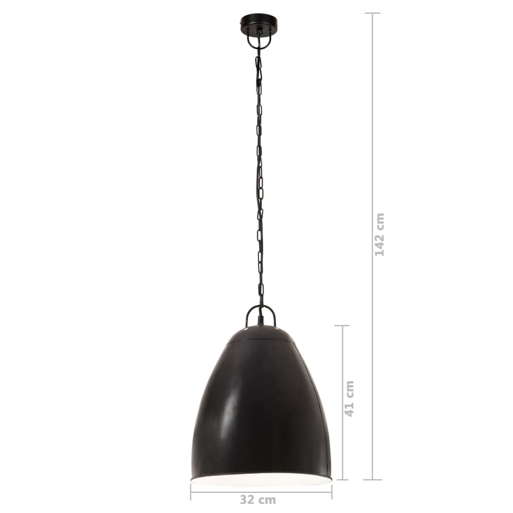 Lampada a Sospensione Industriale 25 W Nera Rotonda 32 cm E27 cod mxl 61249