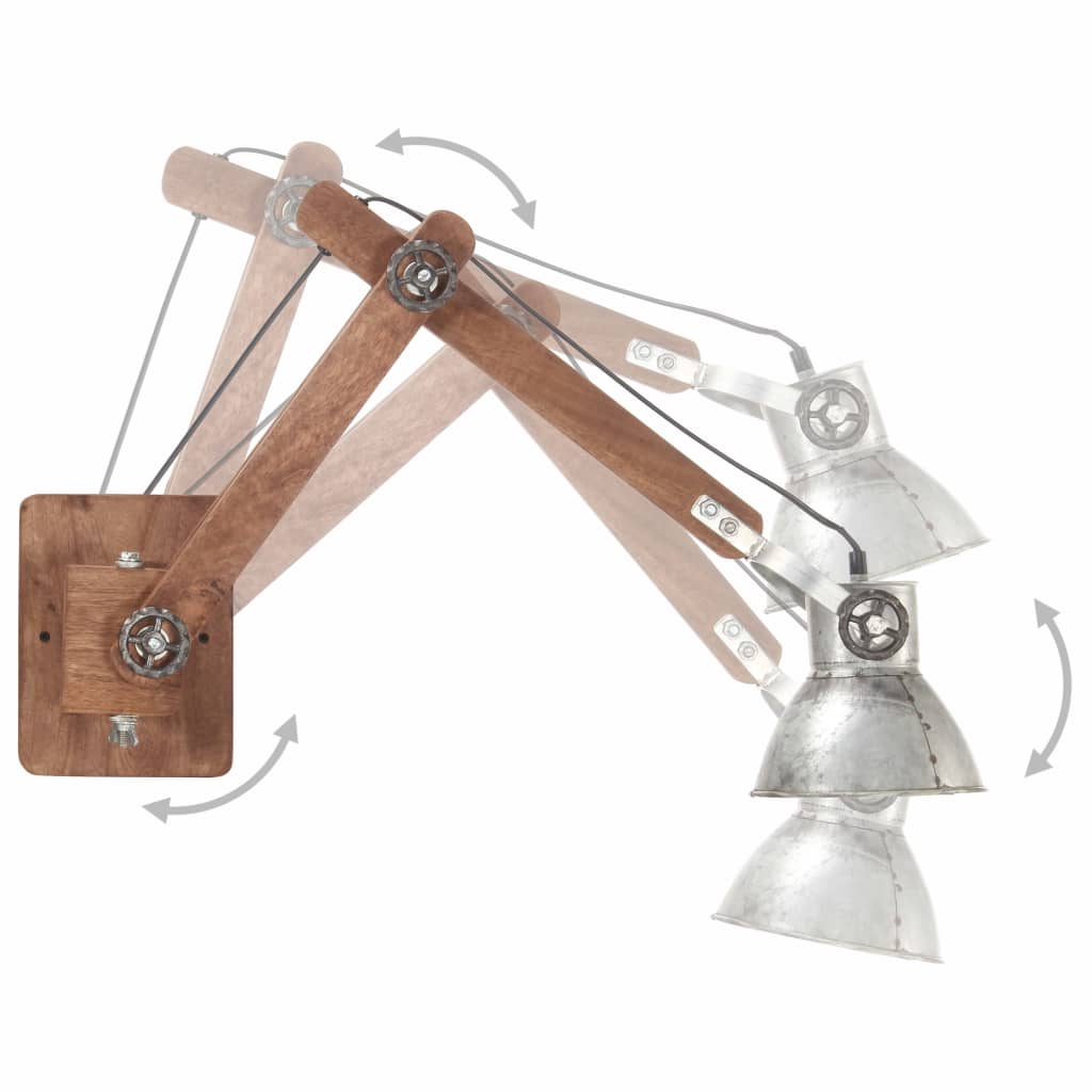 Lampada da Parete Stile Industriale Argento Rotonda E27 320575