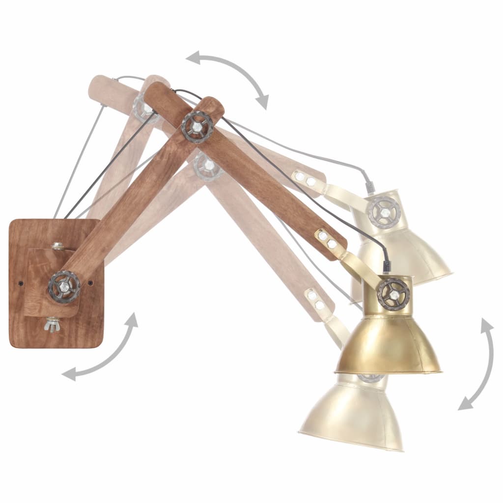 Lampada da Parete Stile Industriale Ottone Rotonda E27 320576