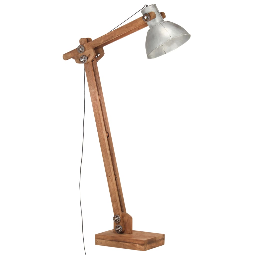 Lampada da Pavimento Argento in Legno Massello di Mango E27 320579