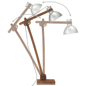 Lampada da Pavimento Argento in Legno Massello di Mango E27 320579