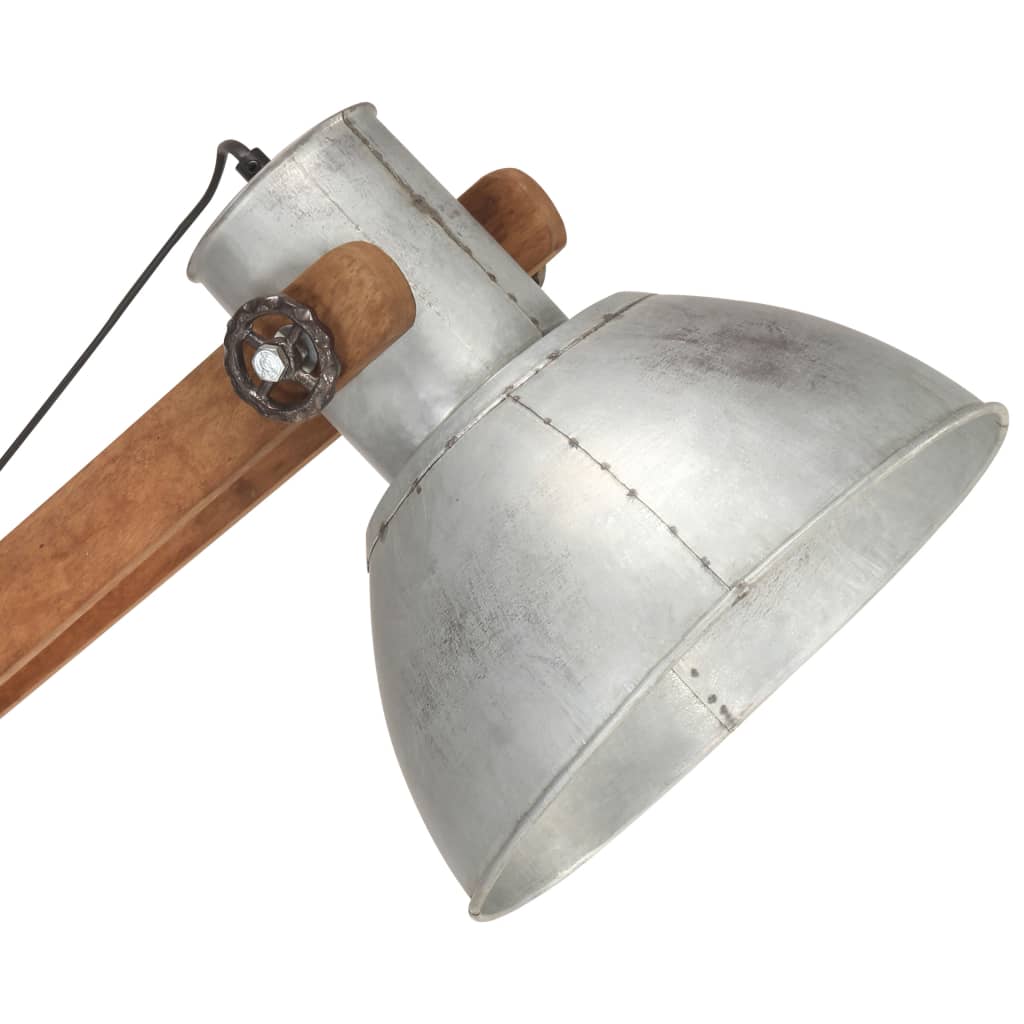 Lampada da Pavimento Argento in Legno Massello di Mango E27 320579