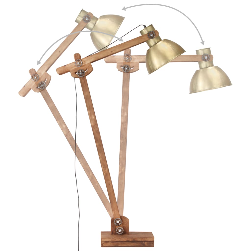 Lampada da Pavimento Ottone in Legno Massello di Mango E27 320580