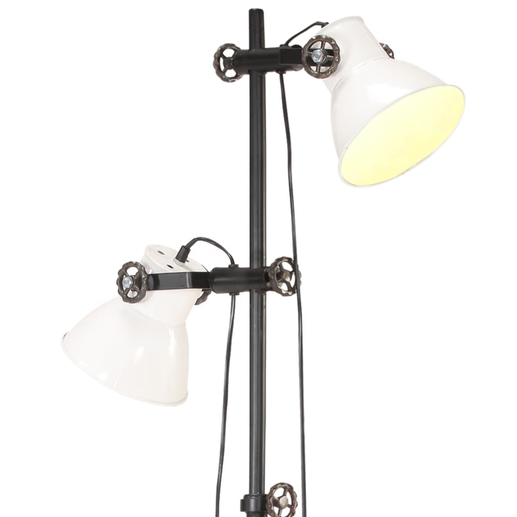 Lampada da Pavimento con 2 Paralumi Bianca E27 in Ghisa cod mxl 72895