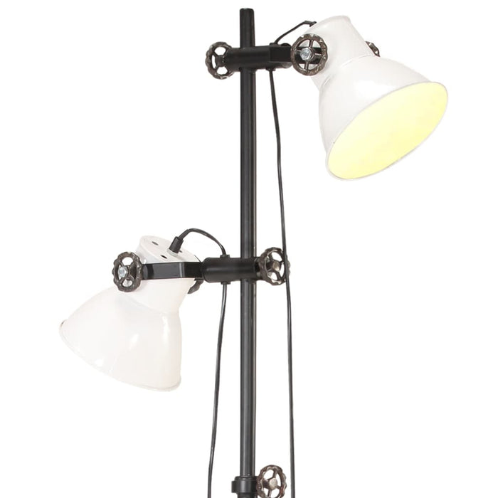 Lampada da Pavimento con 2 Paralumi Bianca E27 in Ghisa cod mxl 72895