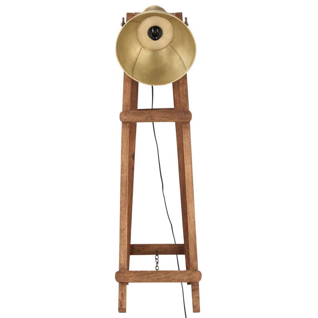 Lampade da Pavimento 3 pz Ottone E27 Legno Massello di Mango 320592