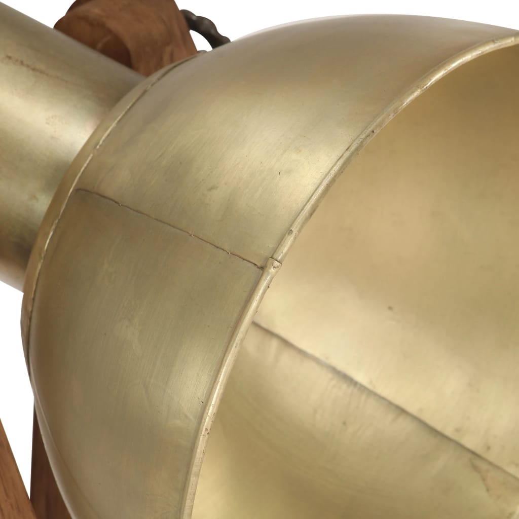 Lampade da Pavimento 3 pz Ottone E27 Legno Massello di Mango 320592