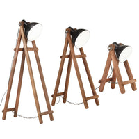 Lampade da Pavimento 3 pz Nere E27 in Legno Massello di Mango 320593
