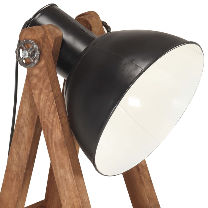 Lampade da Pavimento 3 pz Nere E27 in Legno Massello di Mango 320593