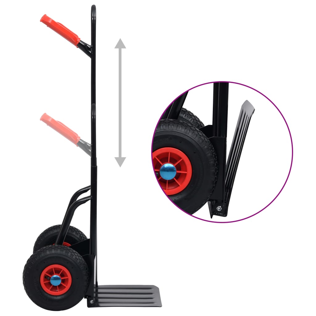 vidaXL Carrello a Mano Telescopico 200 kg Nero e Rosso