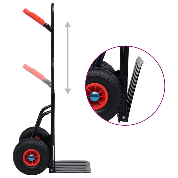 vidaXL Carrello a Mano Telescopico 200 kg Nero e Rosso