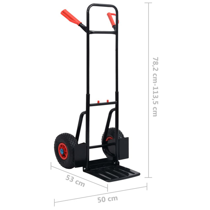 vidaXL Carrello a Mano Telescopico 200 kg Nero e Rosso