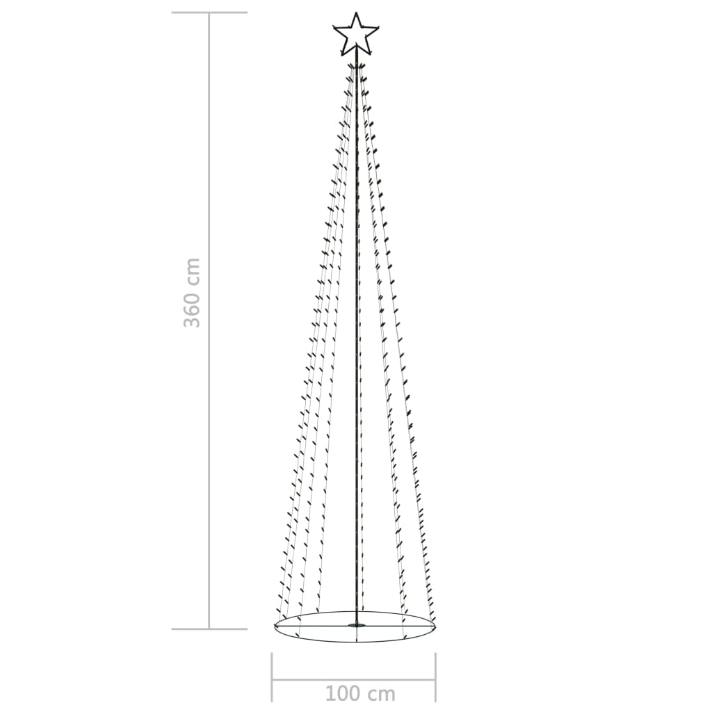 Albero di Natale a Cono con 400 LED Bianco Caldo 100x360 cm 51290