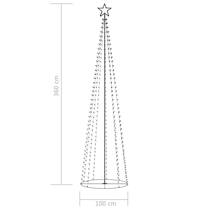 Albero di Natale a Cono con 400 LED Colorato 100x360 cm 51291