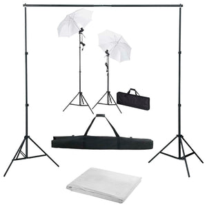 Kit studio fotografico professionale con lampade fondali bianche e ombrelli 02_0001491