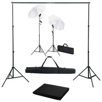 Kit studio fotografico professionale con lampade fondali nere e ombrelli 02_0001493